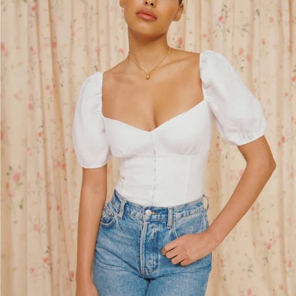 Reformation Tops - Reformation Puff Sleeve Corset Top